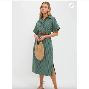 Tuckernuck Pomander Place Green Stripe Cotton Reina Dress Size XXL NWOT